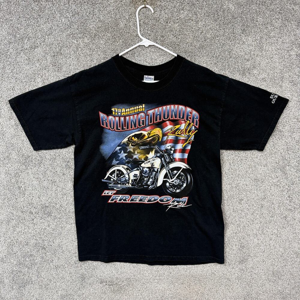 Vintage Y2K Rolling Thunder Rally Shirt L Motorcycle Biker Americana Harleycore